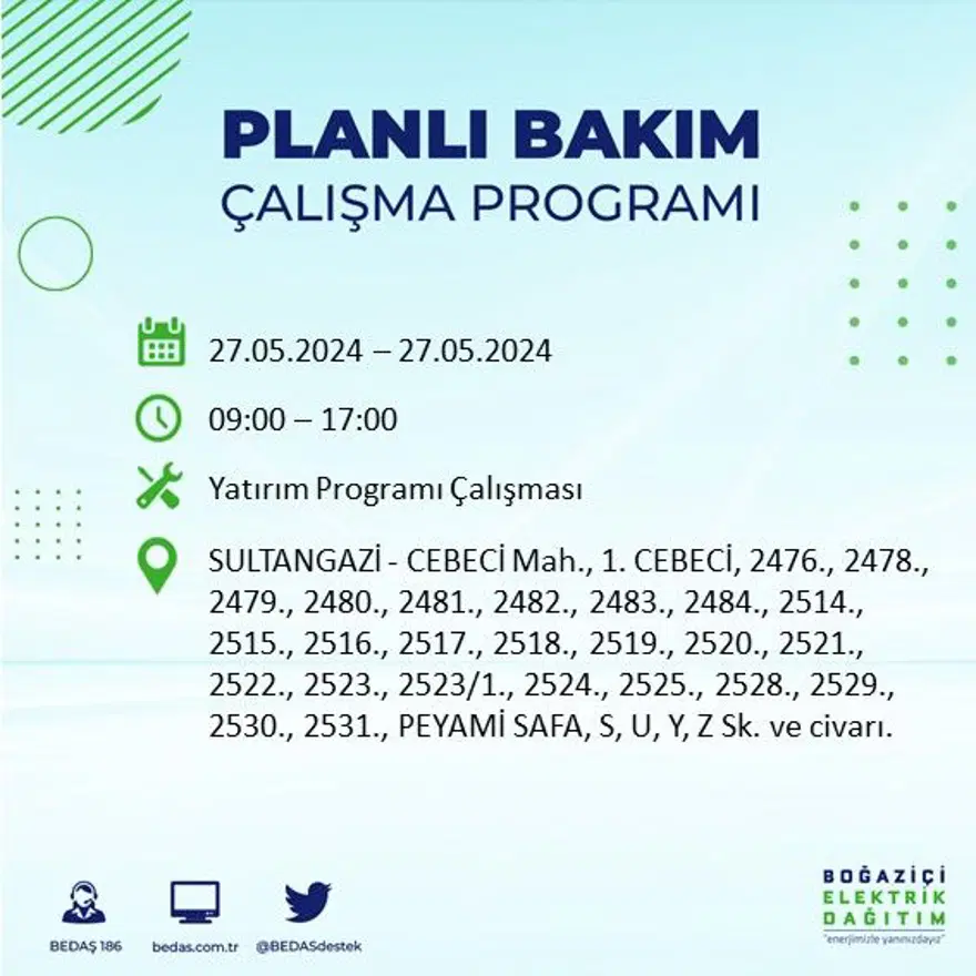 İstanbul'un 21 ilçesinde elektrik kesintisi: Elektrikler ne zaman gelecek? (27 Mayıs BEDAŞ kesinti programı) 42