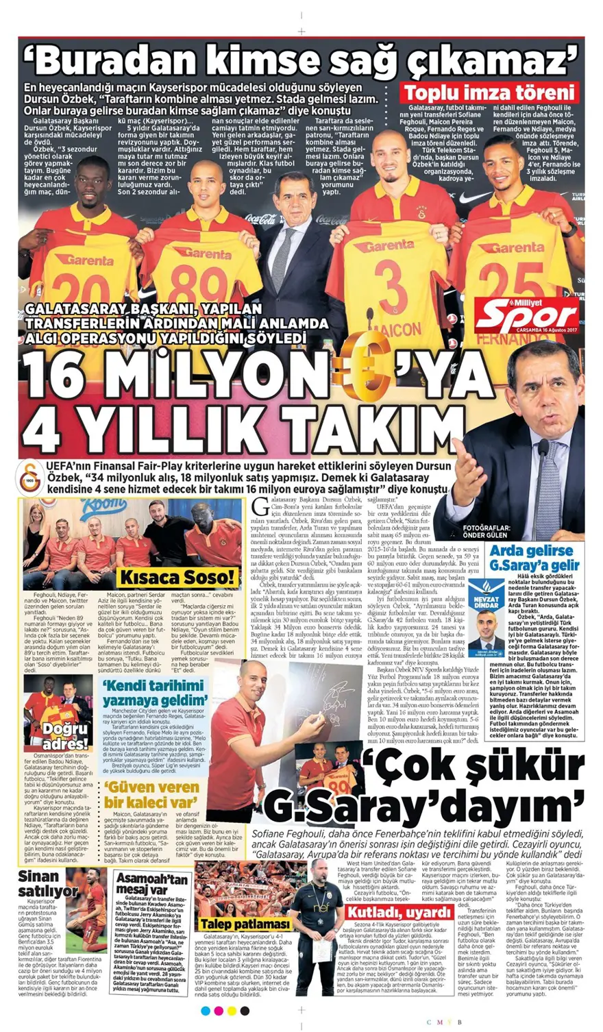 Günün spor gazeteleri (Transfer haberleri - 16 Ağustos 2017) 5