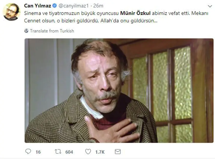 Ünlü isimlerden Münir Özkul paylaşımları (Ustanın ardından sosyal medya) 14 Ünlü isimlerden Münir Özkul paylaşımları (Ustanın ardından sosyal medya) 14