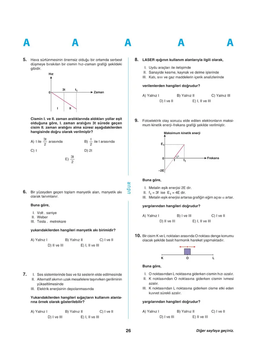 Uğur Okulları YKS - AYT deneme sınavı 25 Uğur Okulları YKS - AYT deneme sınavı 25