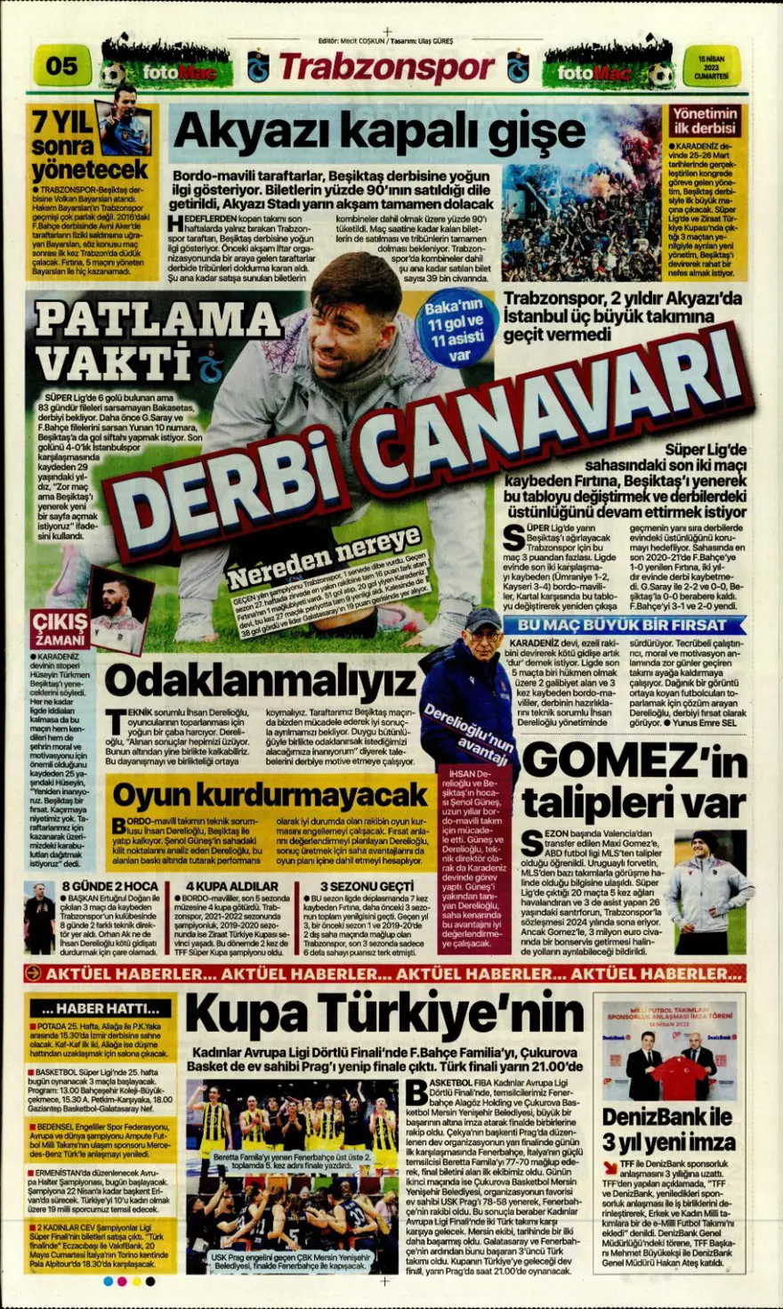 Günün spor manşetleri (15 Nisan 2023) 4