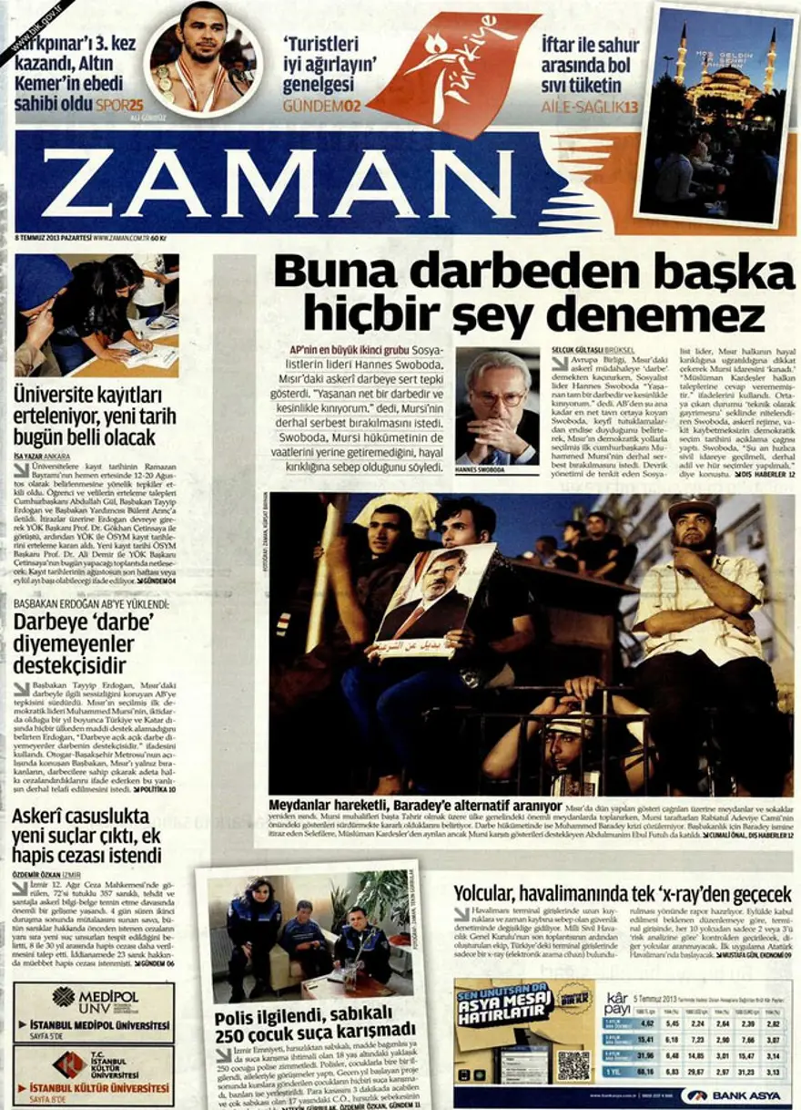 8 Temmuz 2013 gazete manşetleri 21