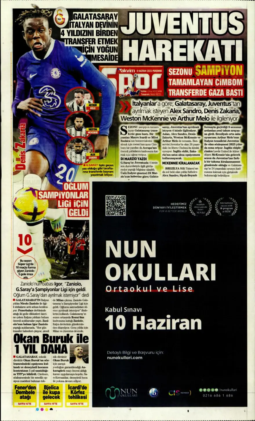 Günün spor manşetleri (8 Haziran 2023) 13