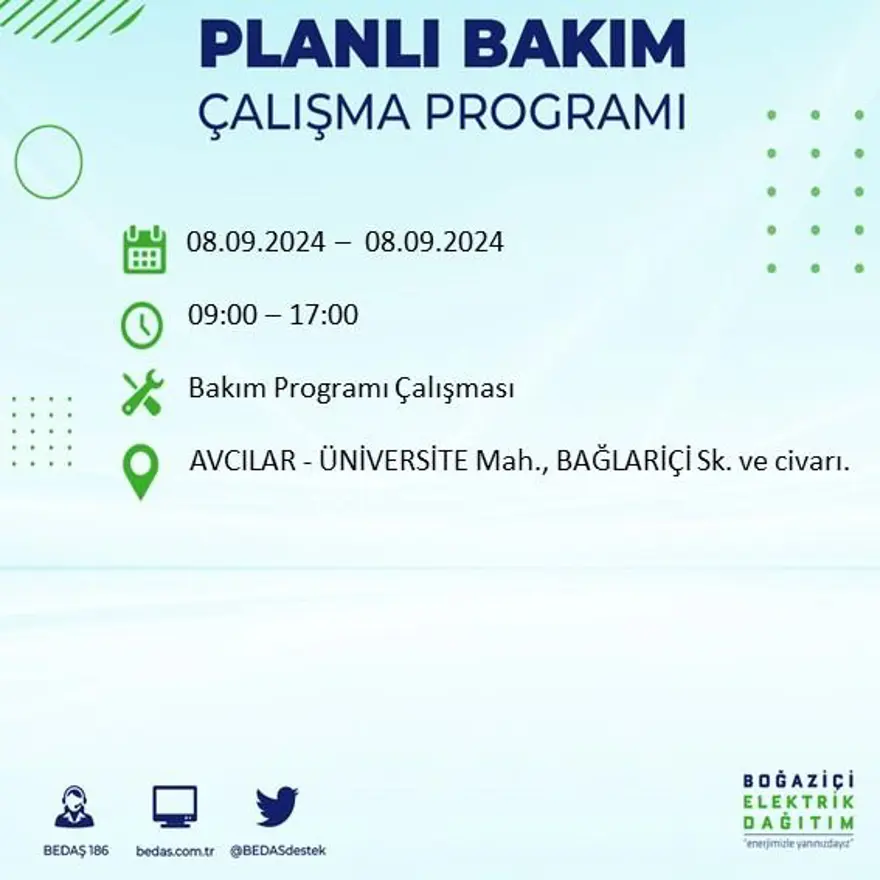 Bu ilçelerde oturanlar dikkat! 8 saat elektrik kesintisi yaşanacak: Elektrikler ne zaman gelecek? (8 Eylül BEDAŞ kesinti programı) 8