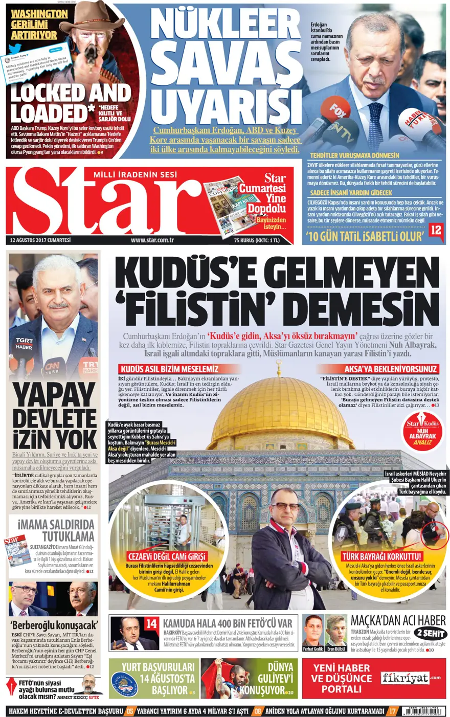 Günün gazete manşetleri - 12.08.2017 9 Günün gazete manşetleri - 12.08.2017 9