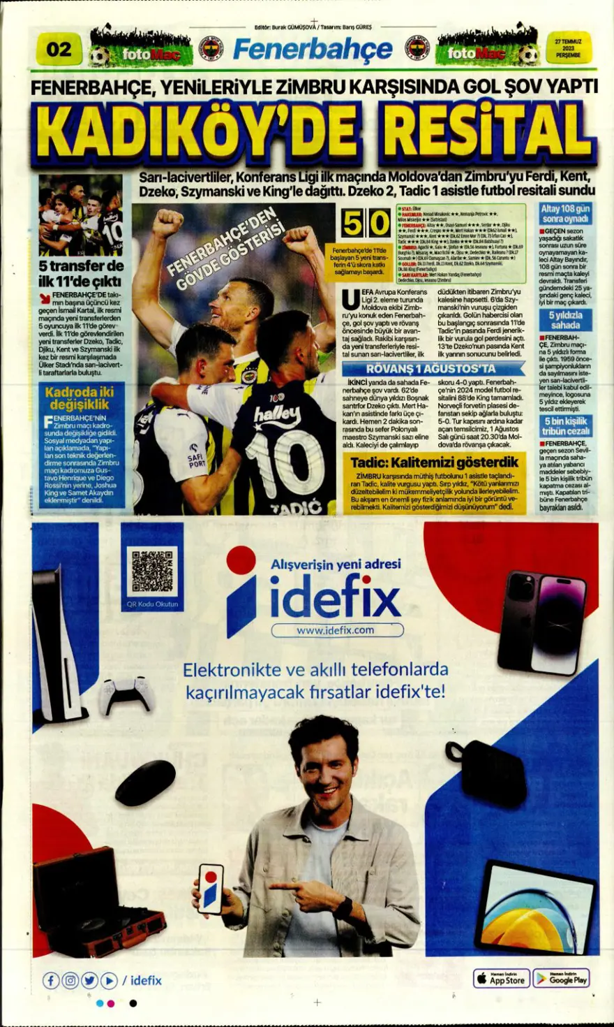 "Hücumda joker Rebic" günün spor manşetleri (27 Temmuz 2023) 12