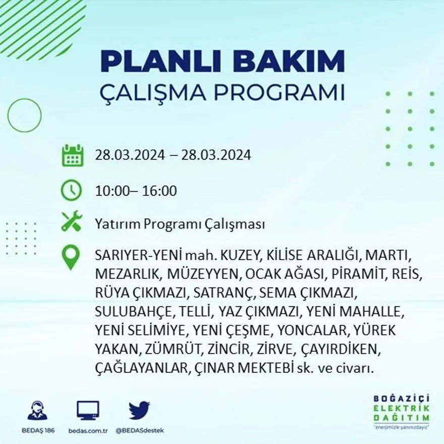 İstanbul'un 19 ilçesinde elektrik kesintisi: Elektrikler ne zaman gelecek? (28 Mart tarihli BEDAŞ kesinti programı) 49
