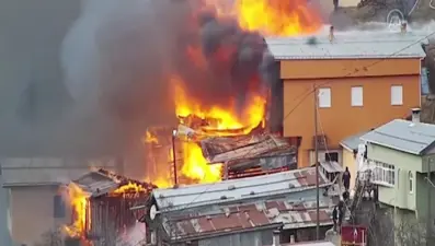 Rize'nin Gölyayla köyünde yangın çıktı