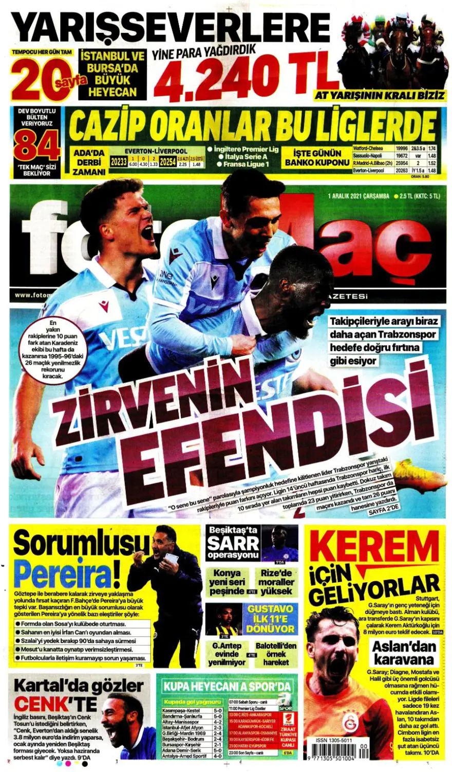 Günün spor manşetleri (1 Aralık 2021) 4