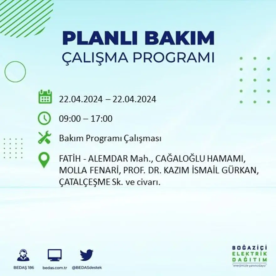 22 Nisan tarihli BEDAŞ kesinti programı: İstanbul'un 18 ilçesinde elektrik kesintisi: Elektrikler ne zaman gelecek? 45 22 Nisan tarihli BEDAŞ kesinti programı: İstanbul'un 18 ilçesinde elektrik kesintisi: Elektrikler ne zaman gelecek? 45