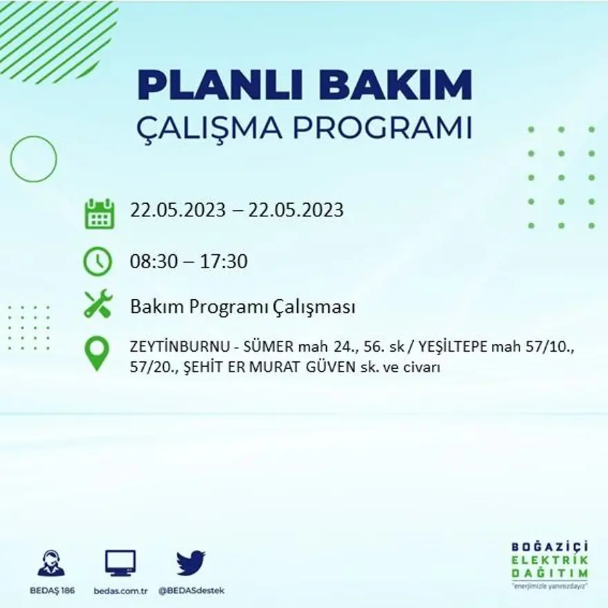 İstanbul'un 22 ilçesinde elektrik kesintisi: Elektrikler ne zaman gelecek? (22 Mayıs BEDAŞ planlı elektrik kesintisi) 55