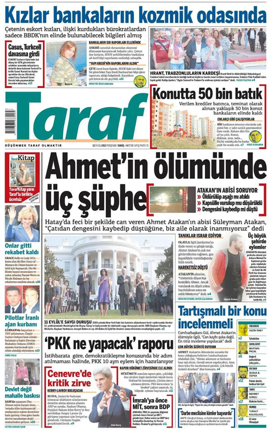 12 Eylül 2013 gazete manşetleri 9