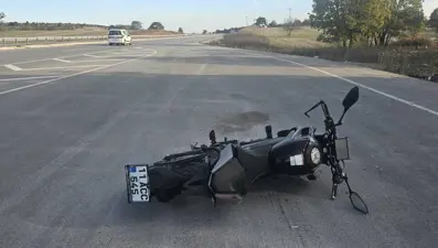 Seyir halindeki motosiklet önüne çıkan köpeğe çarptı