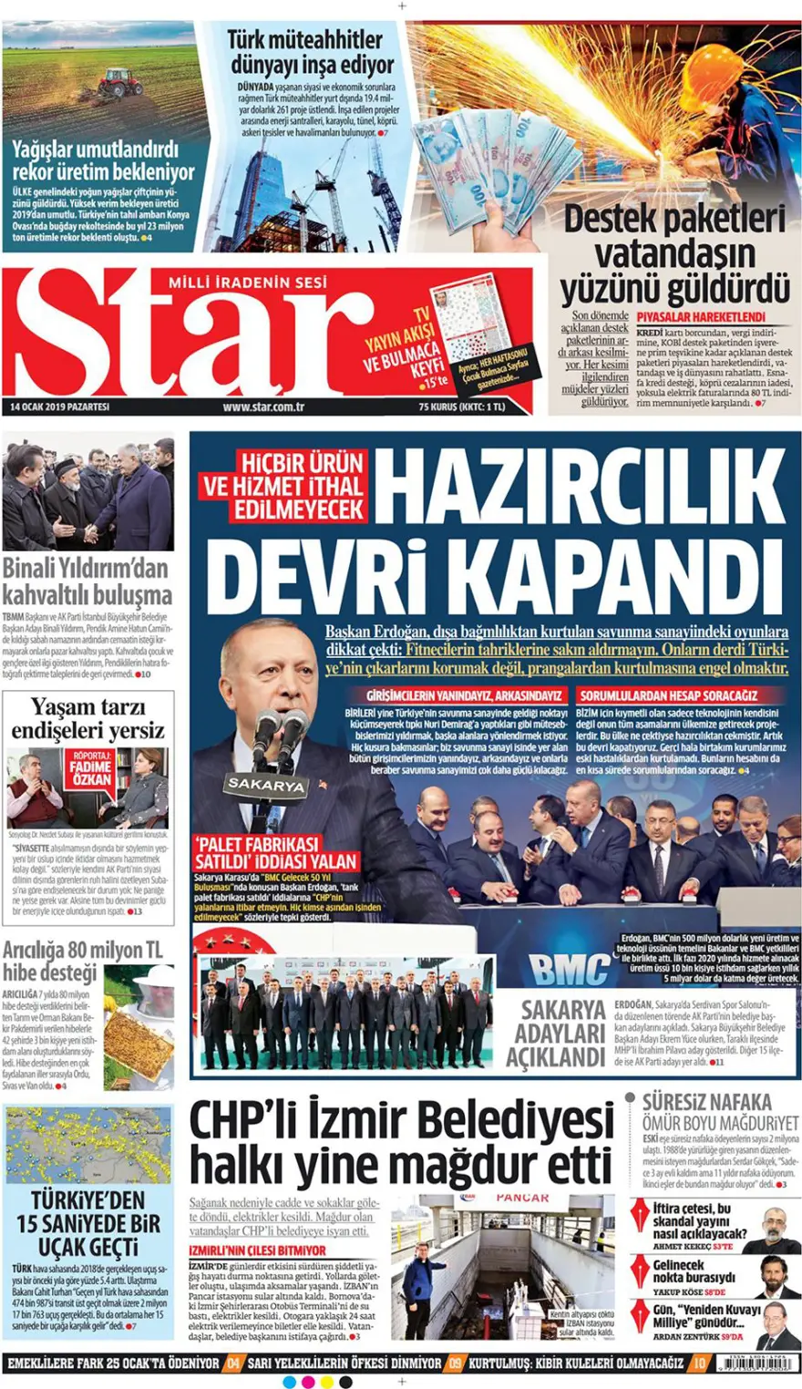 Günün gazete manşetleri - 14 Ocak 2019 7