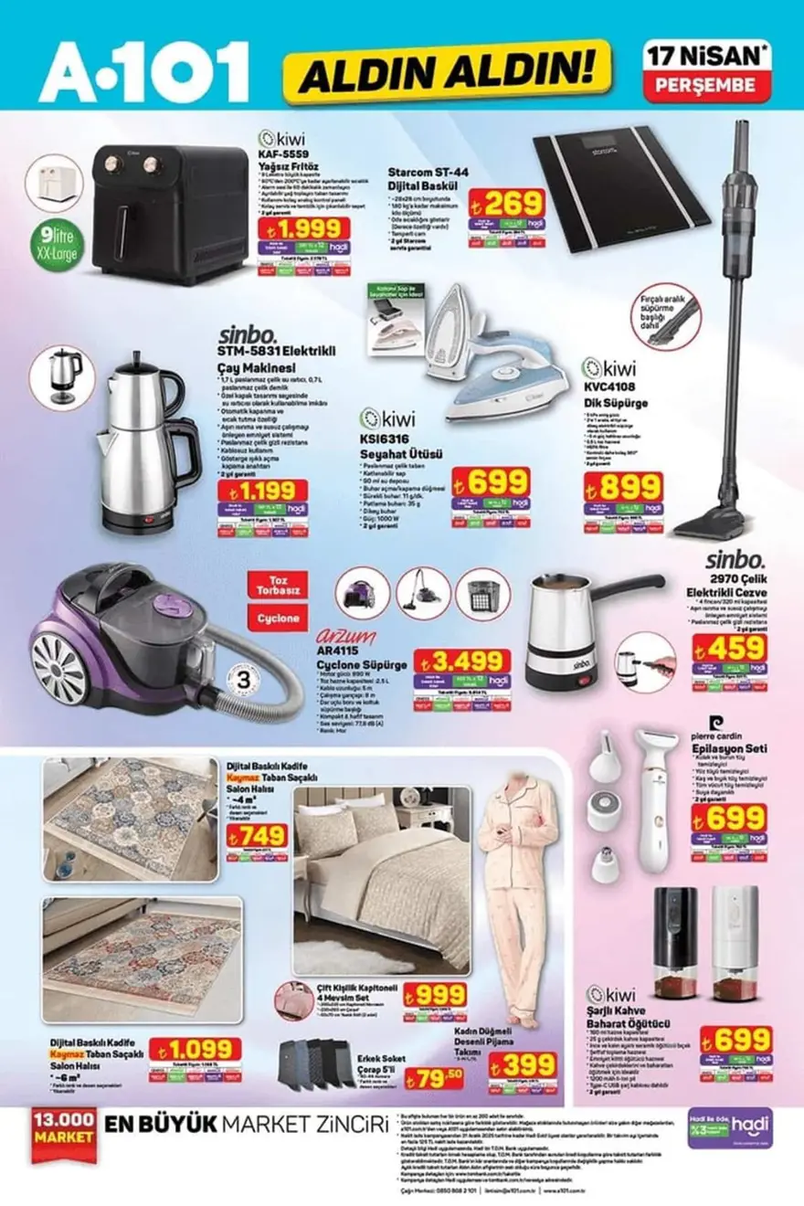 A101 market 17-24 Nisan aktüel kataloğu: Ütü, süpürge, halı, tencere seti ve onlarca ürün satışta 3