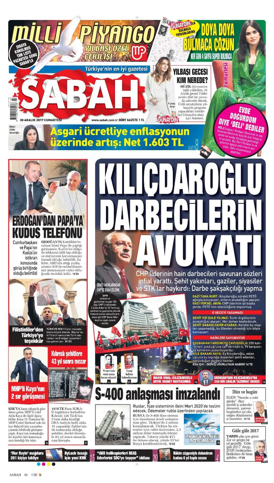 Günün gazete manşetleri - 30 Aralık 2017 9