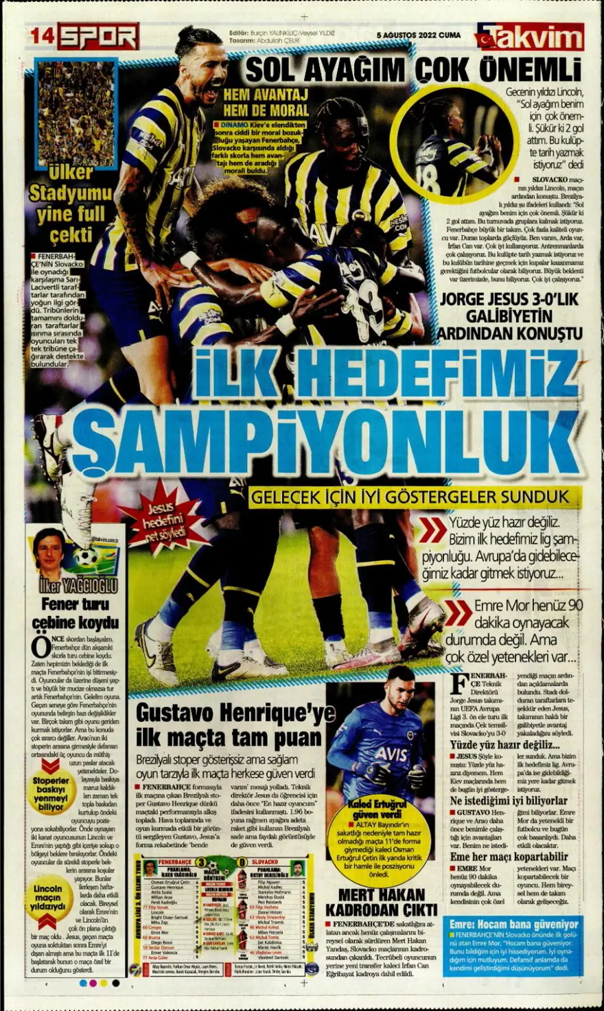 Günün spor manşetleri (5 Ağustos 2022) 13