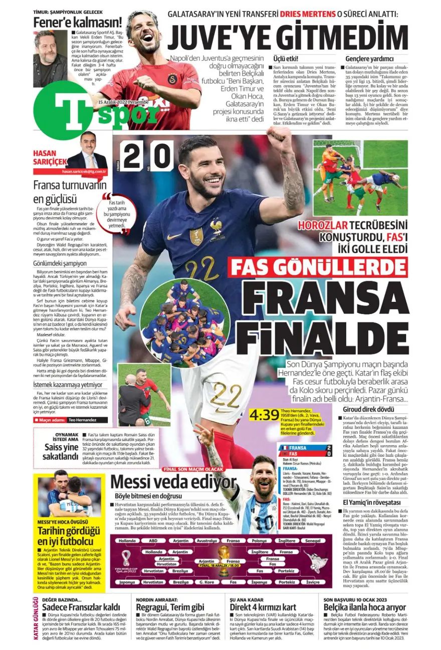 Günün spor manşetleri (15 Aralık 2022) 14 Günün spor manşetleri (15 Aralık 2022) 14