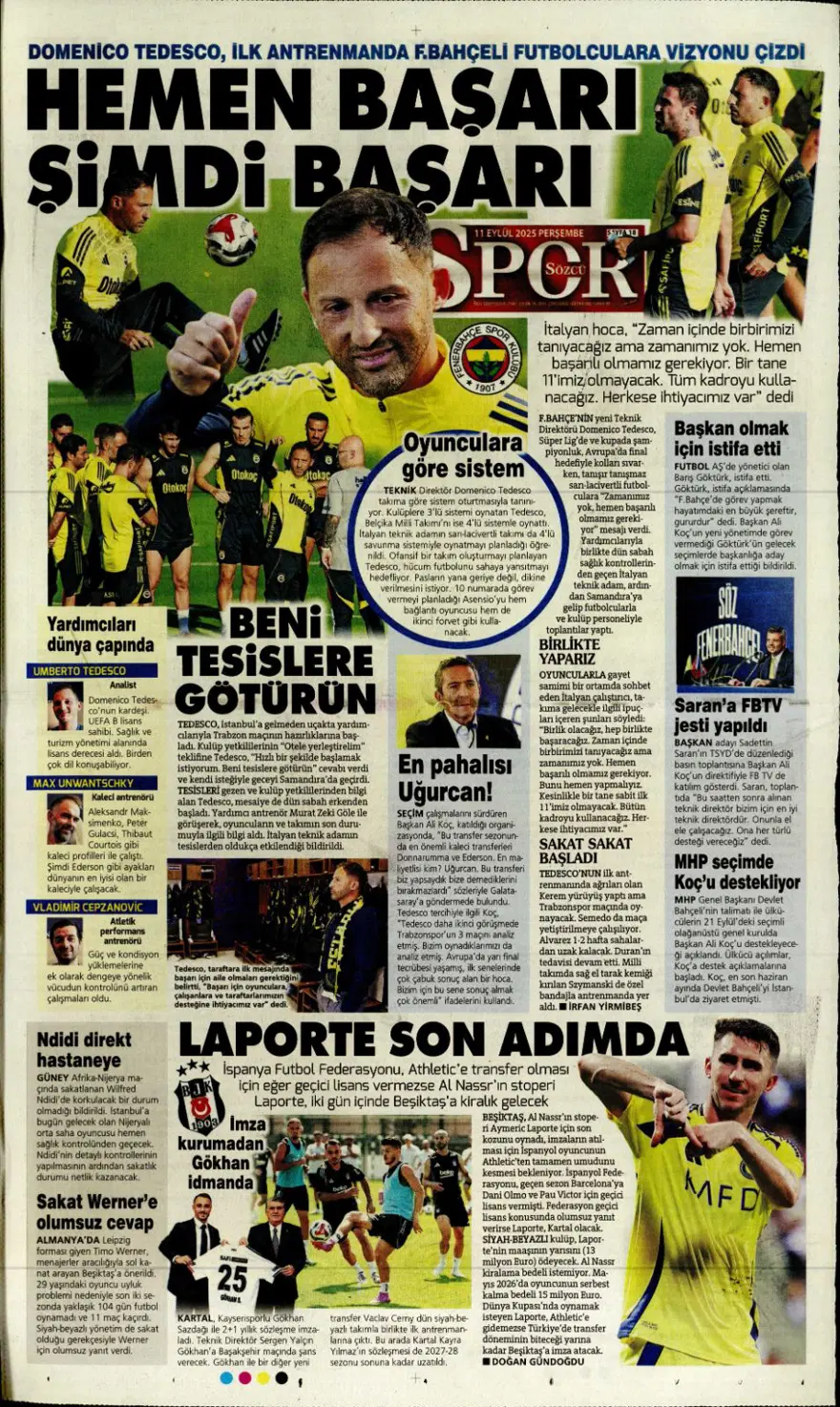 "Aslan'a yeni Mertens" (11 Eylül spor manşetleri) 18