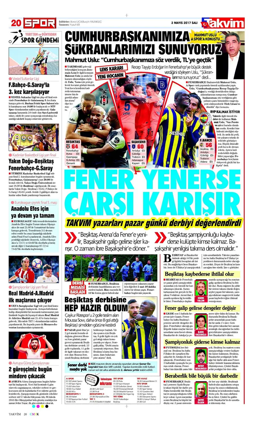 Günün spor manşetleri (2 Mayıs 2017) 18