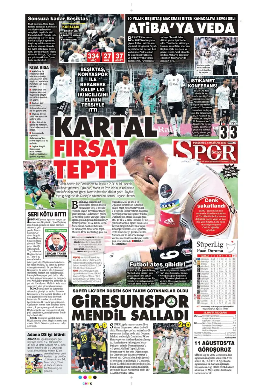Günün spor manşetleri (8 Haziran 2023) 9