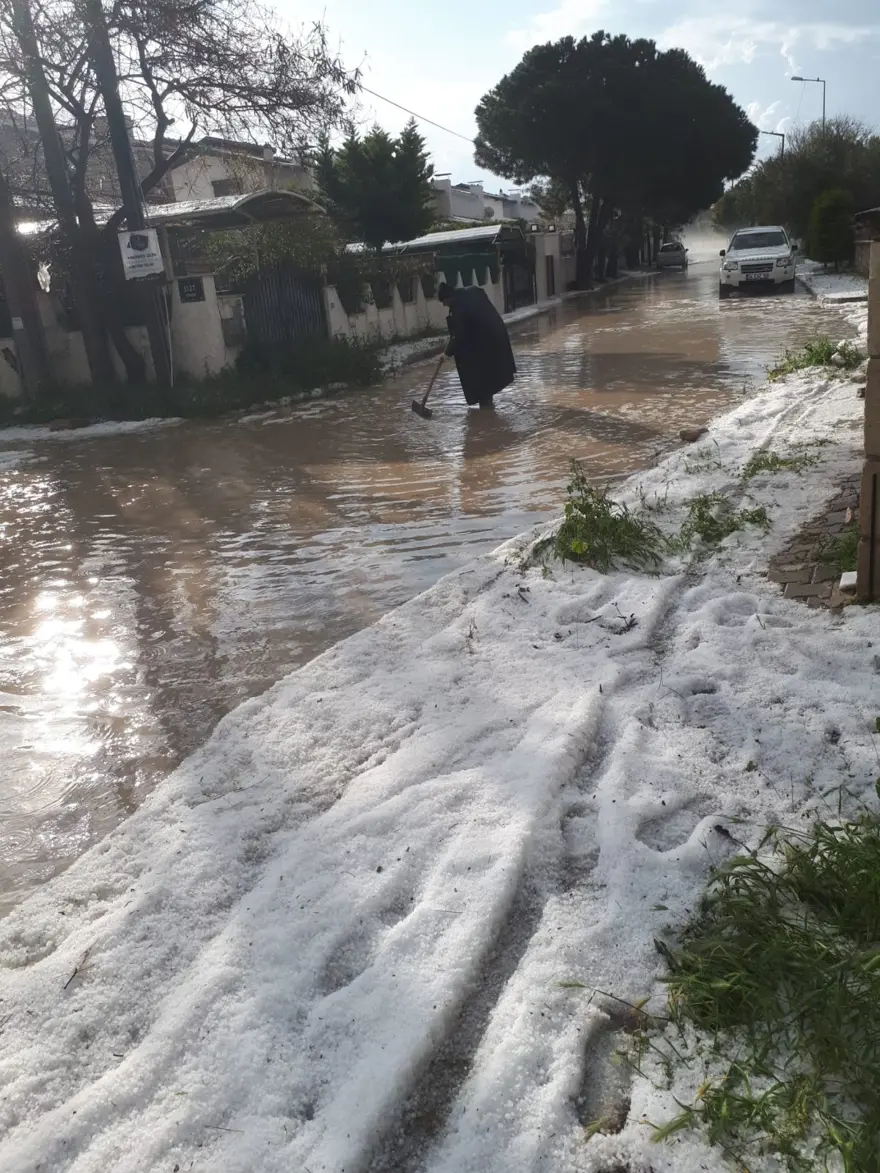 Dolunun etkili olduğu Çeşme'de plajlar beyaza büründü 9