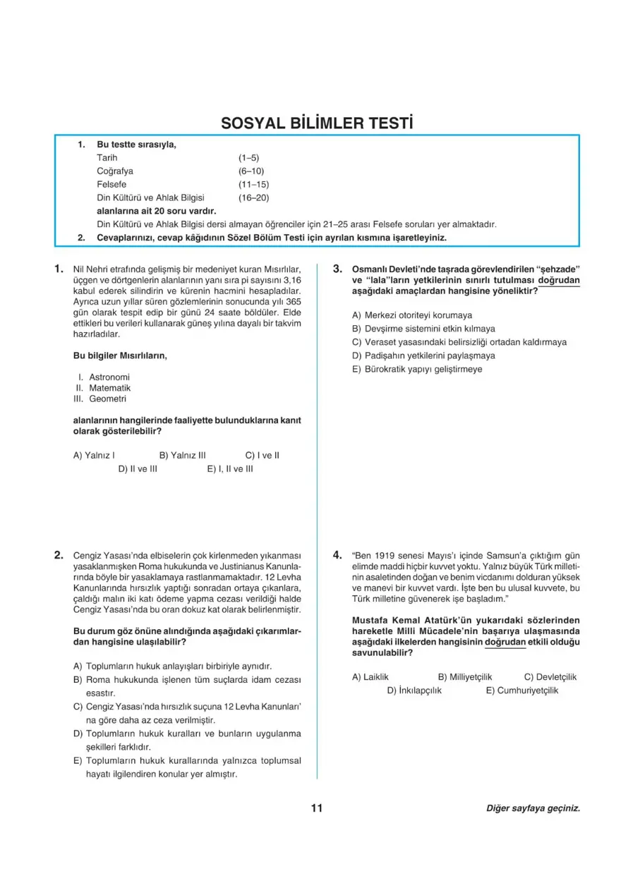 Uğur Okulları TYT -2 deneme sınavı 10