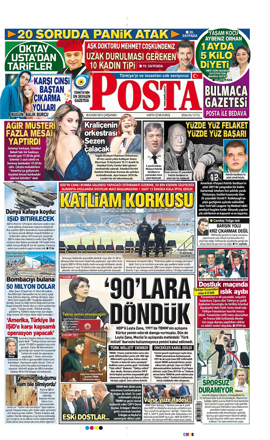 Günün gazete manşetleri - 18 Kasım 2015 10