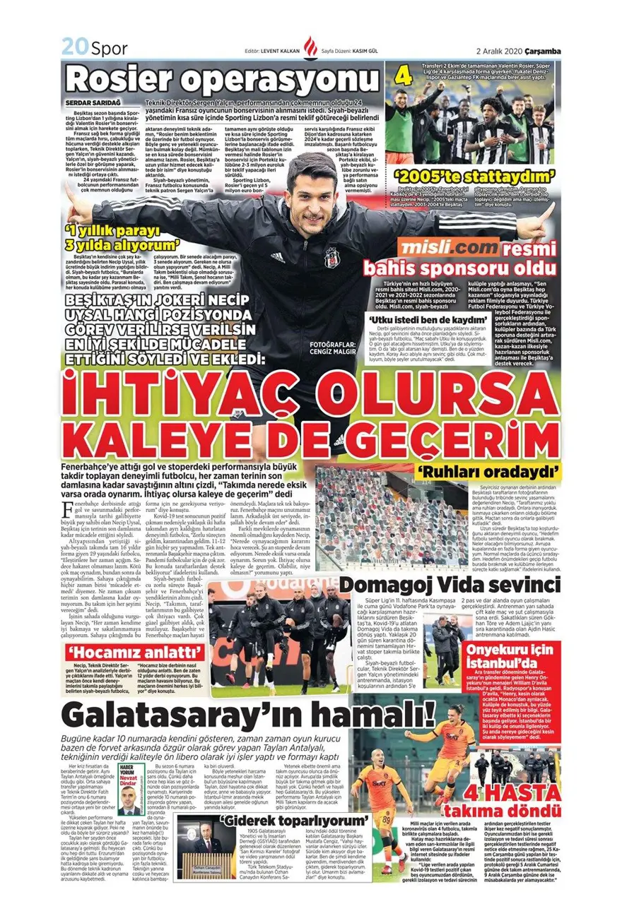 Günün spor manşetleri (2 Aralık 2020) 9