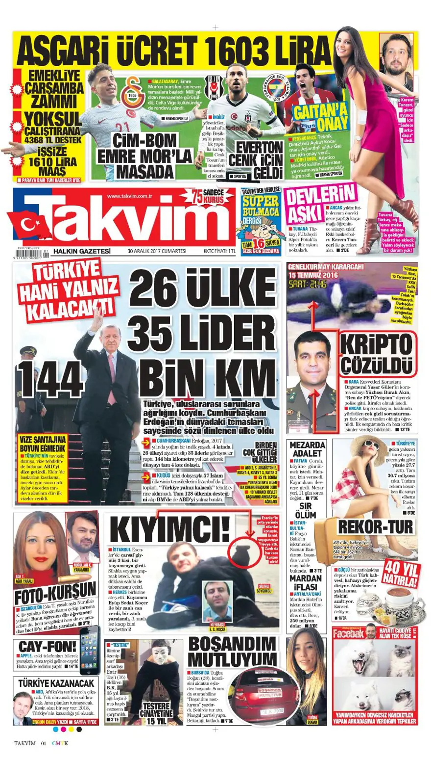 Günün gazete manşetleri - 30 Aralık 2017 11