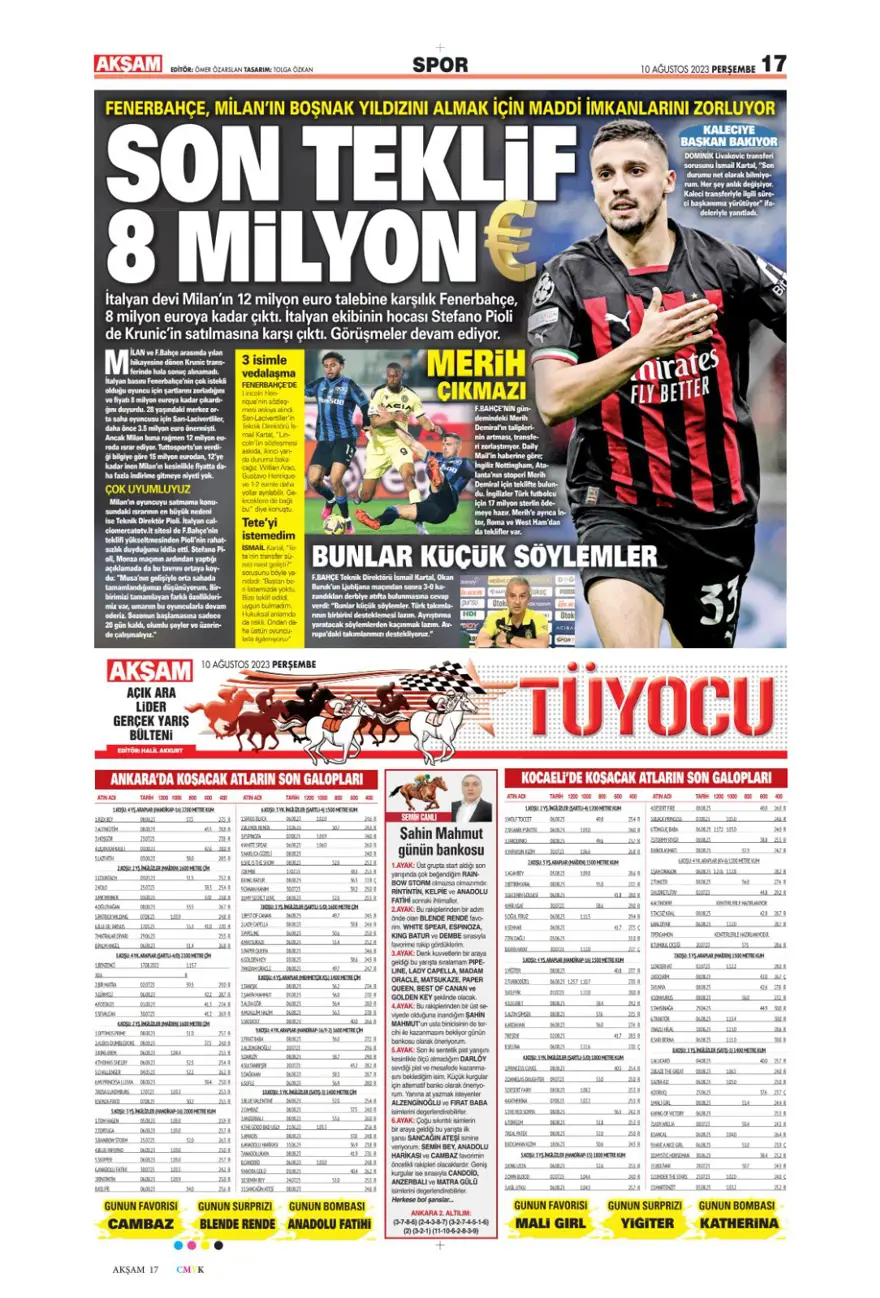 "İnat kırıldı, Livakovic geliyor" | 10 Ağustos 2023 spor manşetleri 19 "İnat kırıldı, Livakovic geliyor" | 10 Ağustos 2023 spor manşetleri 19