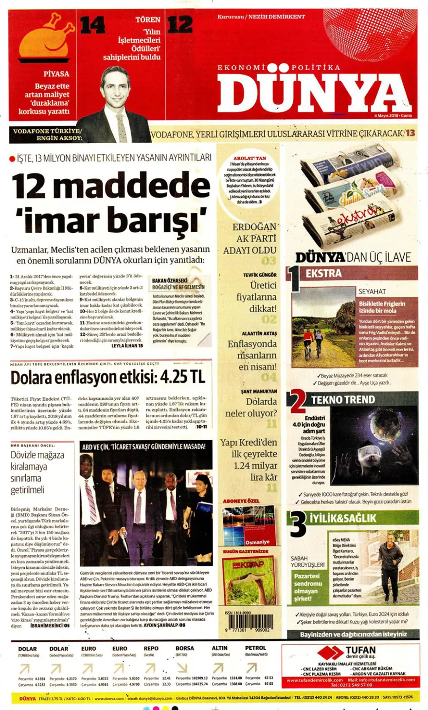 Günün gazete manşetleri - 4 Mayıs 2018 11