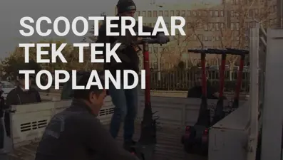 Kadıköy'de kaldırımlardaki scooterlar belediye tarafından toplandı