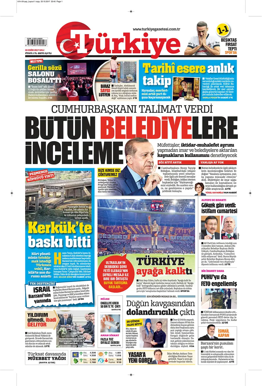 Günün gazete manşetleri - 24 Ekim 2017 5