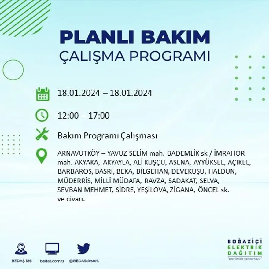 İstanbul'un 17 ilçesinde elektrik kesintisi yaşanacak: Elektrikler ne zaman gelecek? (18 Ocak BEDAŞ kesinti programı) 4