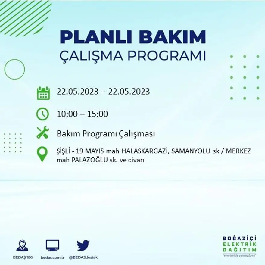 İstanbul'un 22 ilçesinde elektrik kesintisi: Elektrikler ne zaman gelecek? (22 Mayıs BEDAŞ planlı elektrik kesintisi) 53