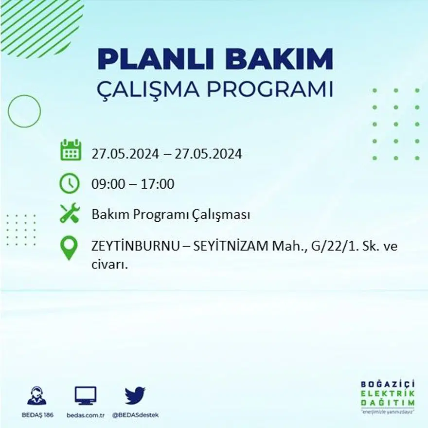 İstanbul'un 21 ilçesinde elektrik kesintisi: Elektrikler ne zaman gelecek? (27 Mayıs BEDAŞ kesinti programı) 51