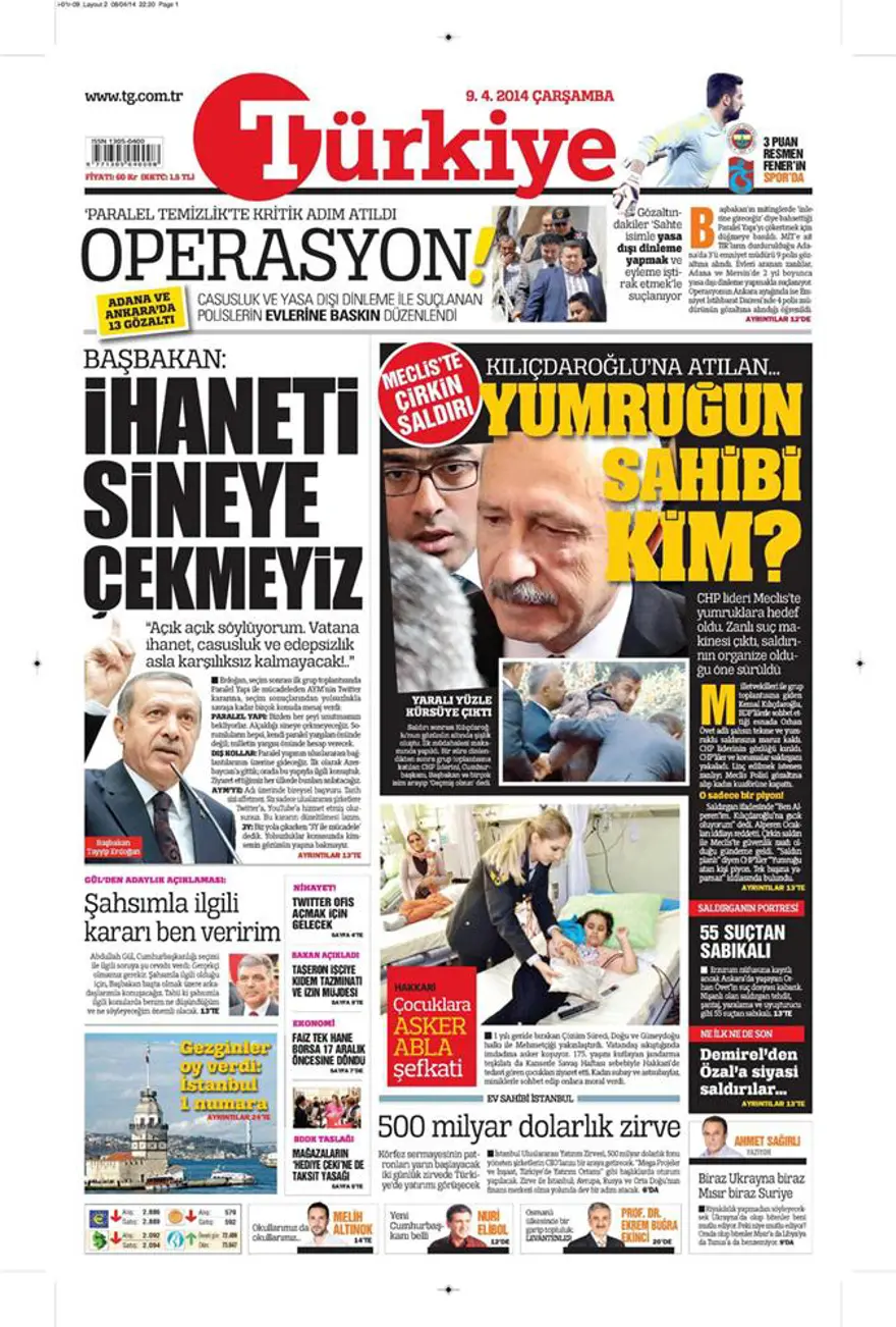 Günün gazete manşetleri - 9 Nisan 2014 14