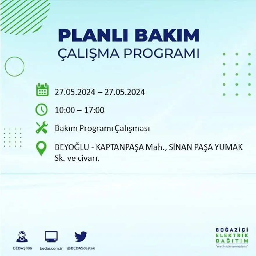 İstanbul'un 21 ilçesinde elektrik kesintisi: Elektrikler ne zaman gelecek? (27 Mayıs BEDAŞ kesinti programı) 21