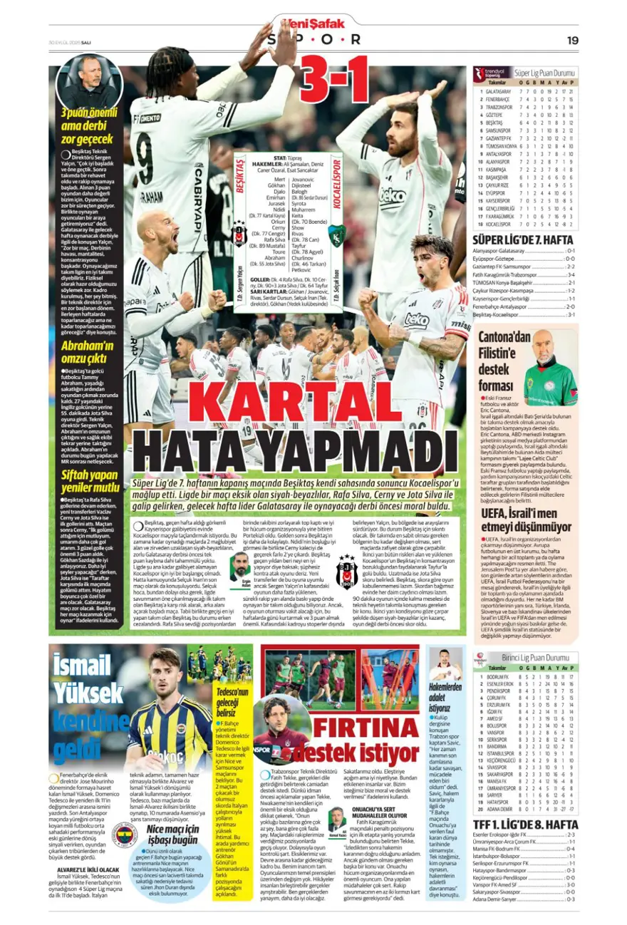 "Cehennem Liverpool'u bekliyor" (30 Eylül 2025 spor manşetleri) 30