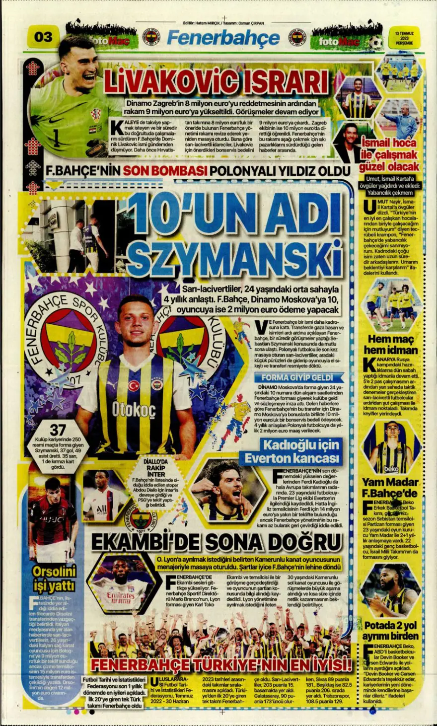 Günün spor manşetleri (13 Temmuz 2023) 4