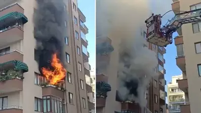 Bursa'da yedi katlı binada korku dolu anlar