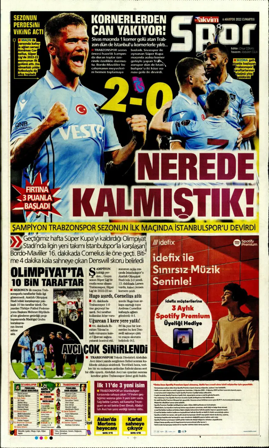Günün spor manşetleri (6 Ağustos 2022) 16