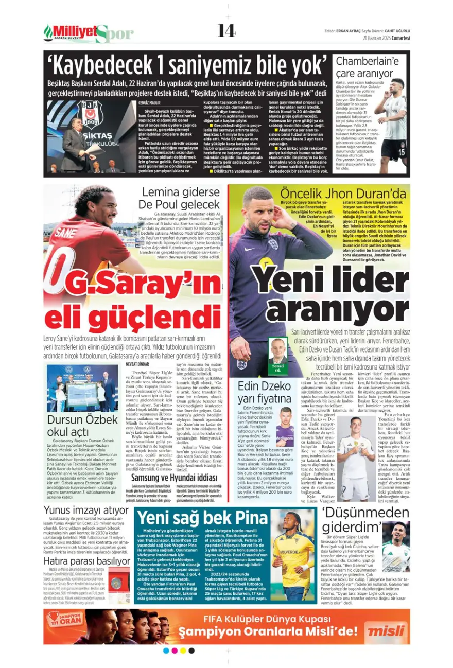 "Osimhen'de karar haftası" (21 Haziran 2025 spor manşetleri) 8