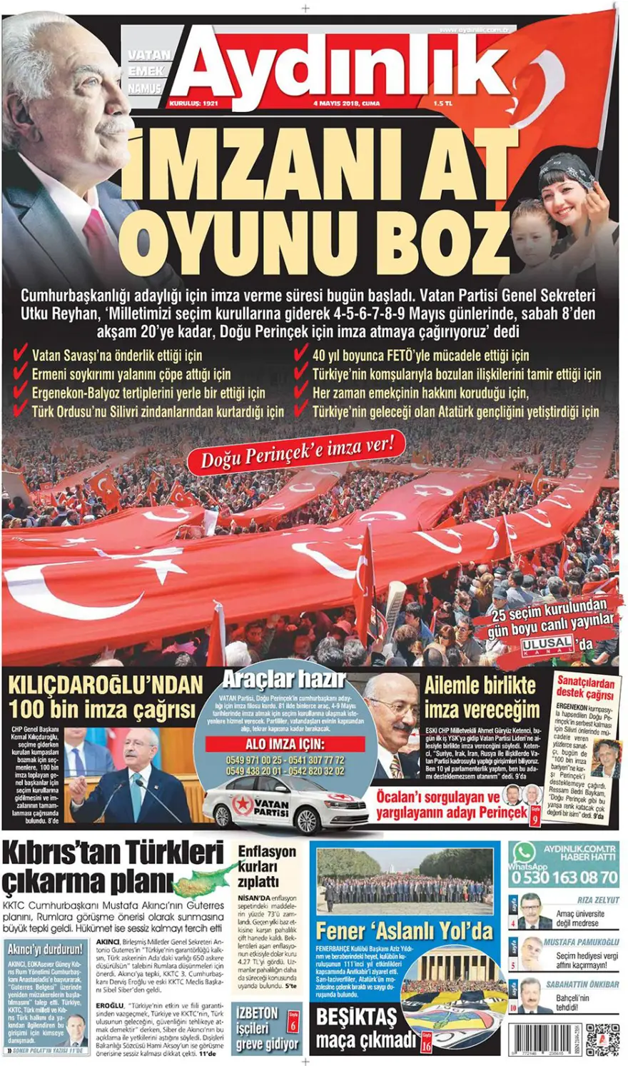 Günün gazete manşetleri - 4 Mayıs 2018 13