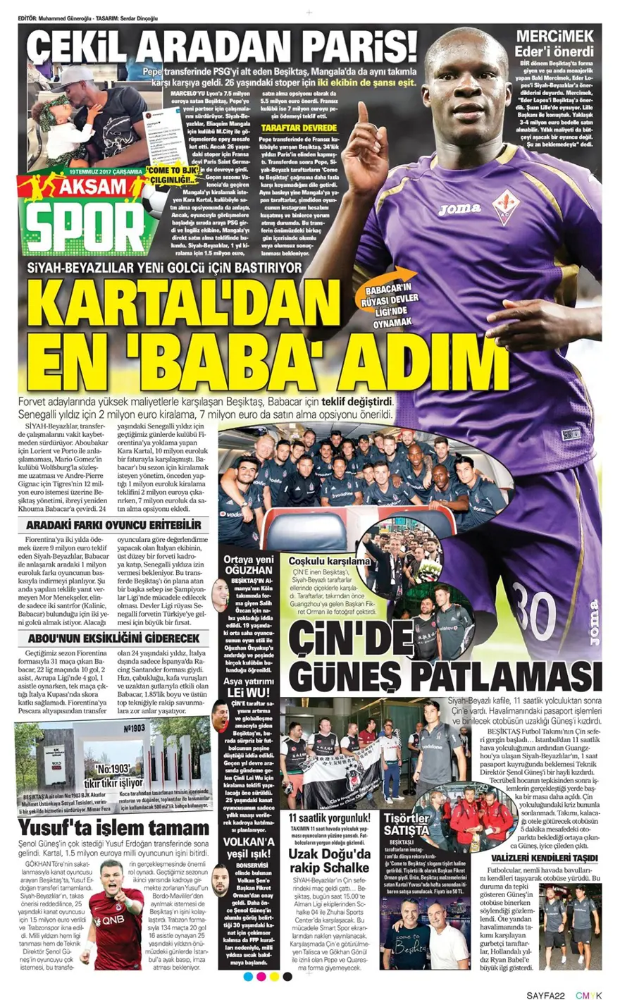Günün spor gazeteleri (Transfer haberleri - 19 Temmuz 2017) 6