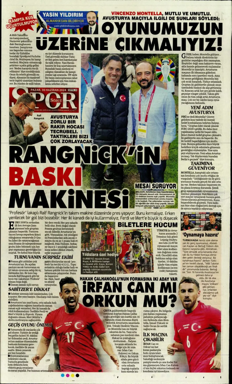 "Avusturya'ya farklı 11" (30 Haziran 2024 spor manşetleri) 29