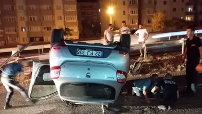 Keşan'da takla atan otomobilin alkollü sürücüsü yaralandı