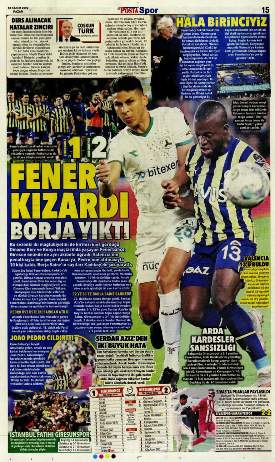 Günün spor manşetleri (13 Kasım 2022) 10