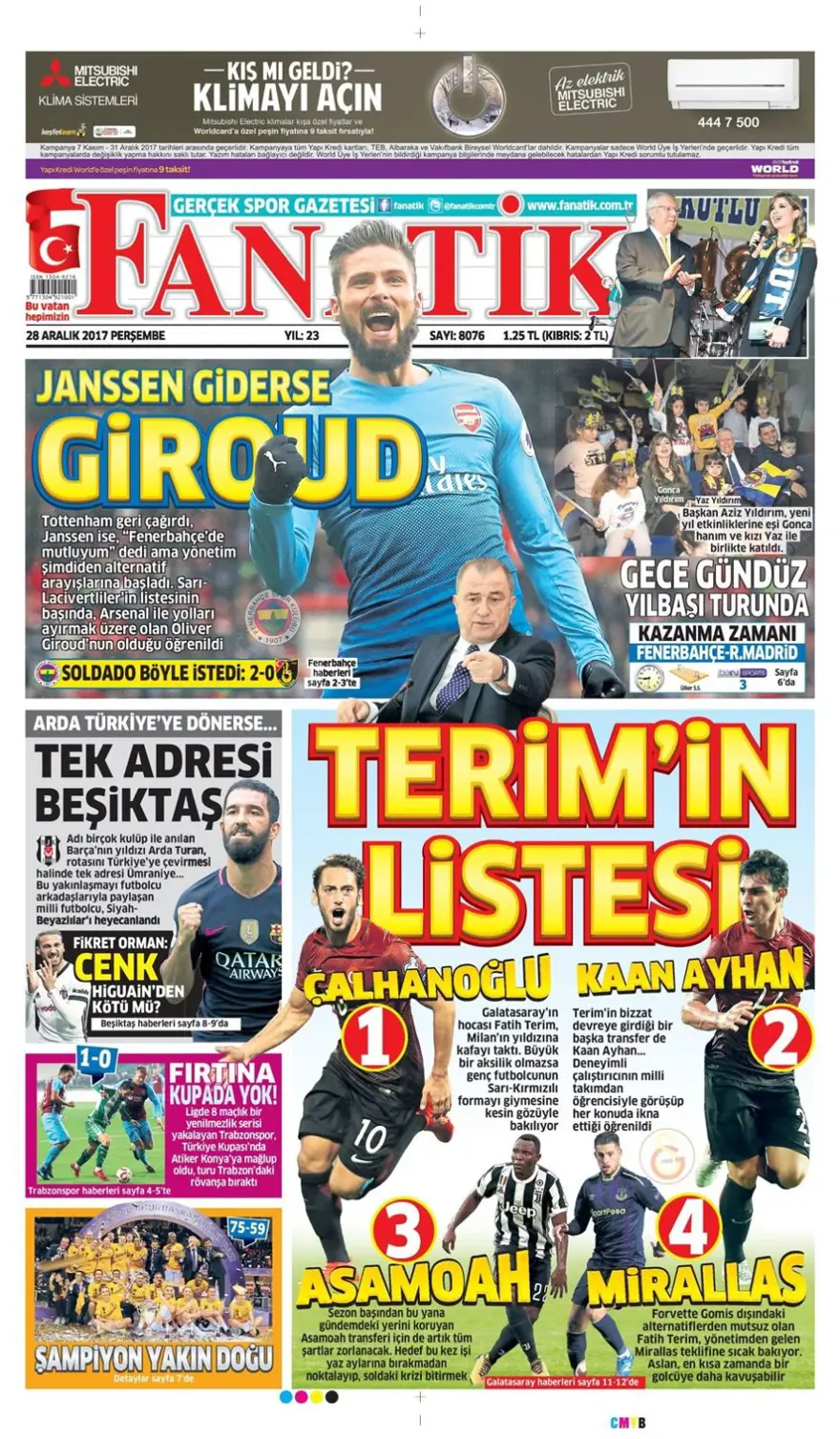 Günün spor gazeteleri (28 Aralık 2017) 8